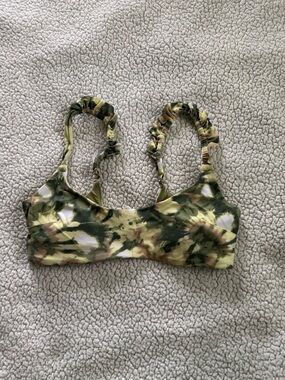 Aerie Olive Green Tie Dye Scoop Bikini Top